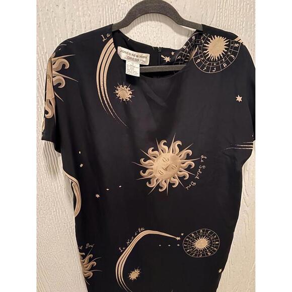 Vintage Celestial Silk Dress Jones New York Sun, Moon 1990s Size 12 Sheath - Picture 5 of 8